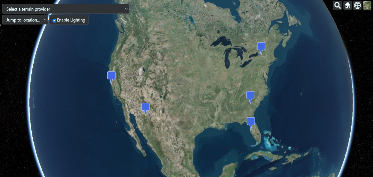 Cesium map with data points